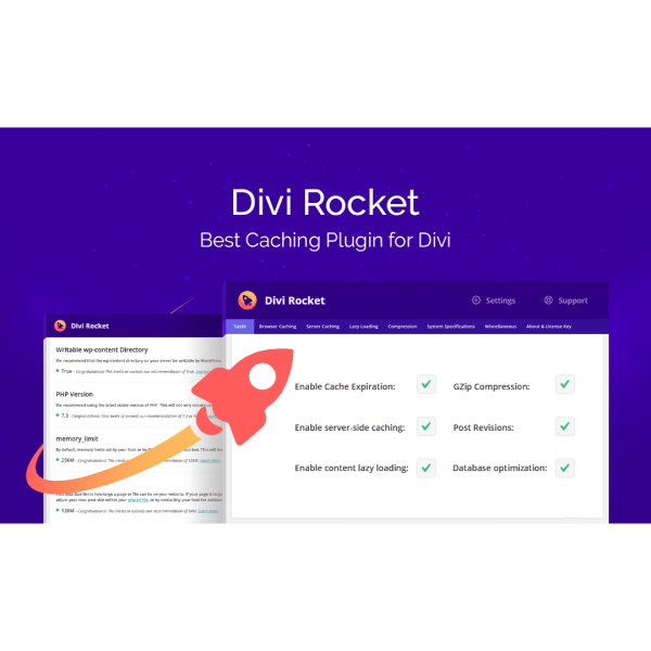 Divi Rocket - Divi Cache Plugin