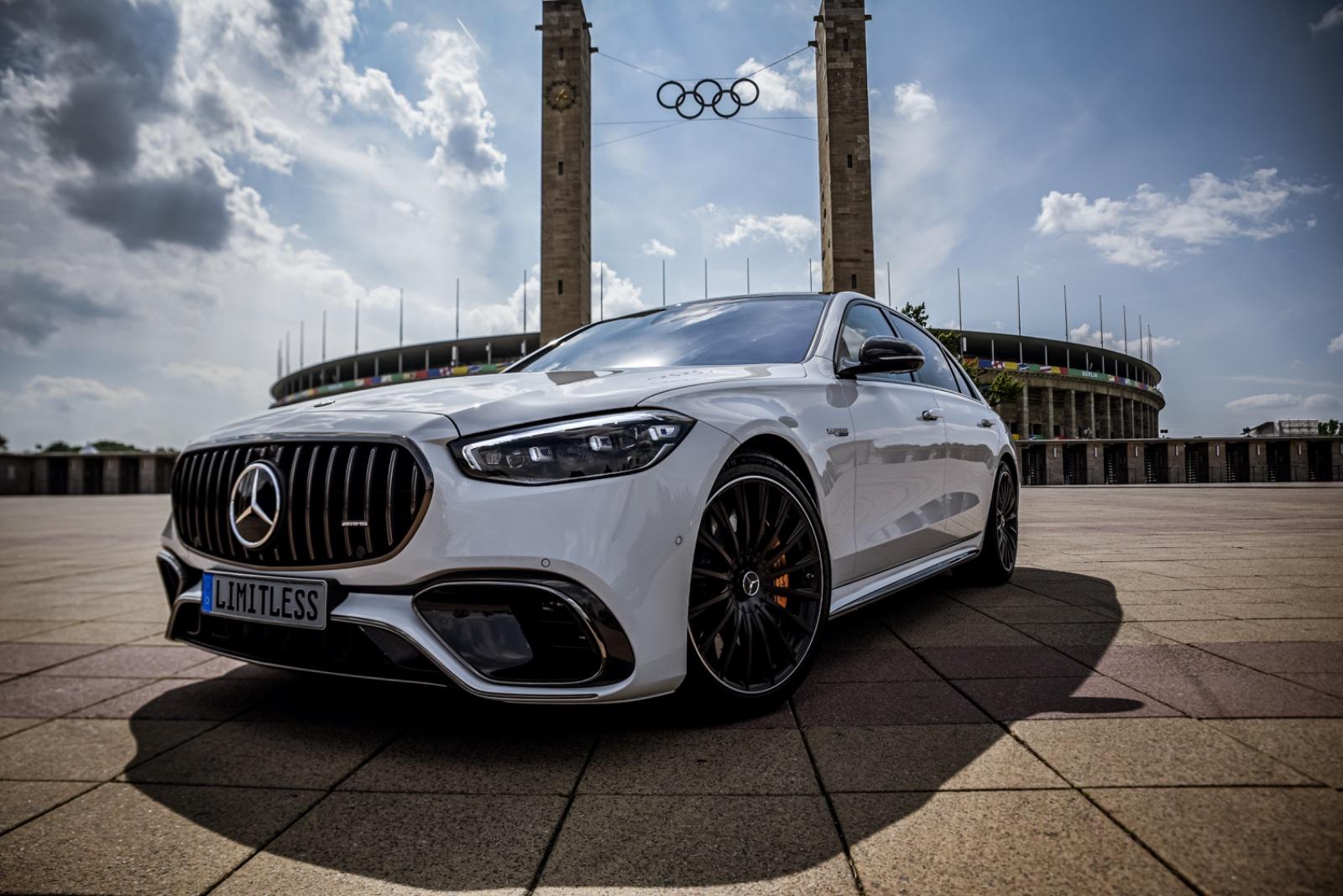 Mercedes-Benz S63 AMG E-Performance 2024 lang weiß 802 PS Sportwagen S Klasse Hochzeitsauto Limousine mieten