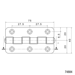 Šarka tiha, okrenuta (lijeva) 40x75mm, inox 316 Inox šarke 2