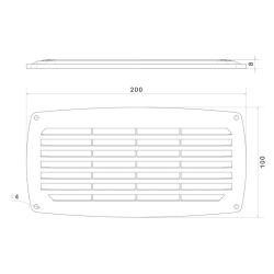 Ventilacijski otvor 200x100x8mm, crni/bijeli Ventilacijski otvori 2
