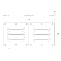 Dvostruki ventilacijski otvor 258x118x6.5mm, bijela/crna Ventilacijski otvori 2