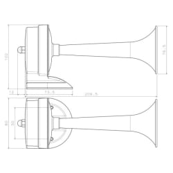 Nuova Rade električna truba/sirena 12V, 100 dB, kromirano kućište, 223 mm Brodske sirene 2