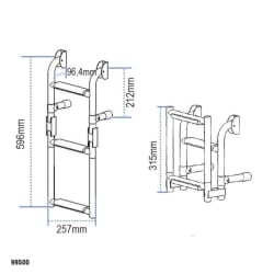 Ljestve preklopne 1+2 gazišta Inox 257x596mm Brodske ljestve 2