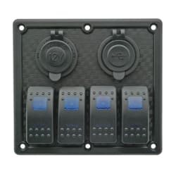 LED vodootporni panel s 4 prekidača, USB-om i 12 V utičnicom (12/24 V) Paneli