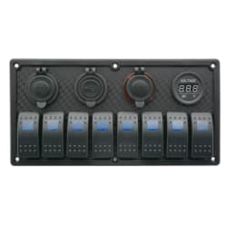 LED vodootporni panel s 8 prekidača, 2xUSB-om i voltmetrom (12/24 V) Paneli