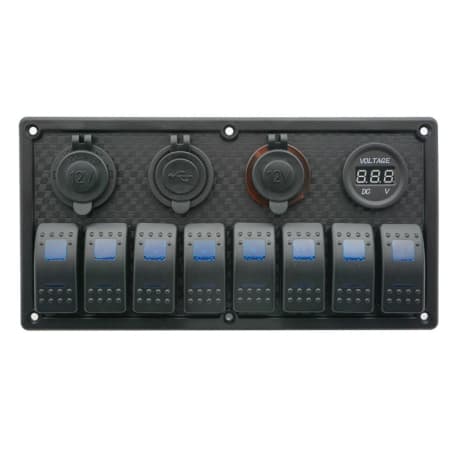 LED vodootporni panel s 8 prekidača, 2xUSB-om i voltmetrom (12/24 V) Paneli