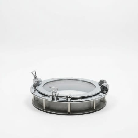 Okrugli brodski prozor od mesinga, kromirani – unutarnji promjer 200 mm, vanjski promjer 300 mm, dubina 50 mm Bočni prozori (...