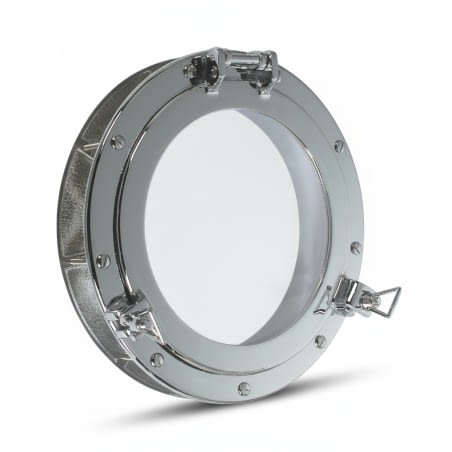 Okrugli brodski prozor od mesinga, kromirani – unutarnji promjer 200 mm, vanjski promjer 300 mm, dubina 50 mm Bočni prozori (...