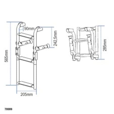 Ljestve na sklapanje, Inox 316, 205x565mm, 1+2 steps Brodske ljestve