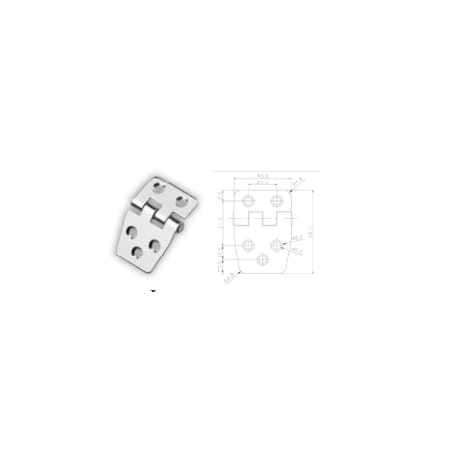 Šarka okrenuta (lijeva) 59,5x40mm, inox 316 Inox šarke