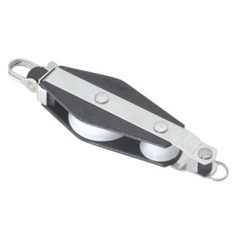 Dvostruki koloturnik sa škopcem s dva pložaja i vilicom s osiguračem, okomiti, violinski Koloturnici za uže 10mm, kotačić D45mm