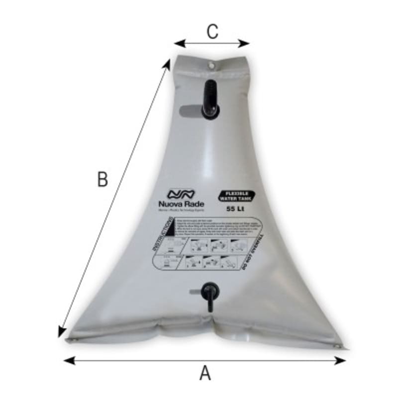 Nuova Rade fleksibilni spremnik pitke vode, trokutasti – 55 l – sivi Fleksibilni spremnici za vodu i dodaci