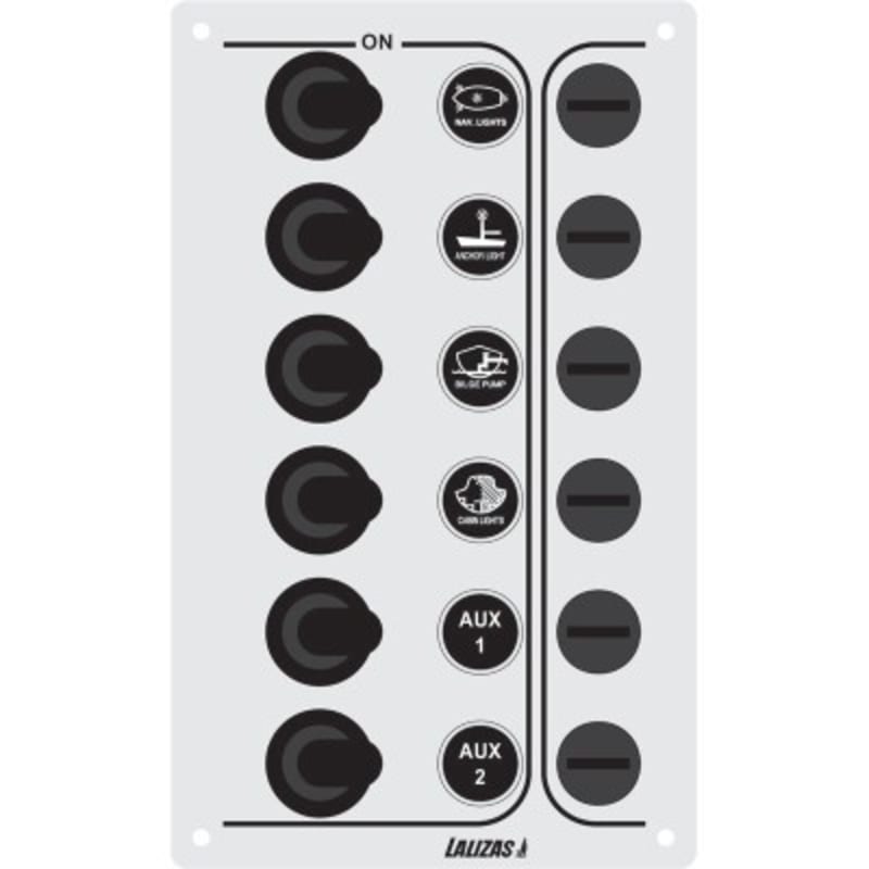 Panel SP6 “Economy”, 6 vodootpornih prekidača, INOX, 12/24 V, 100×165 mm Paneli