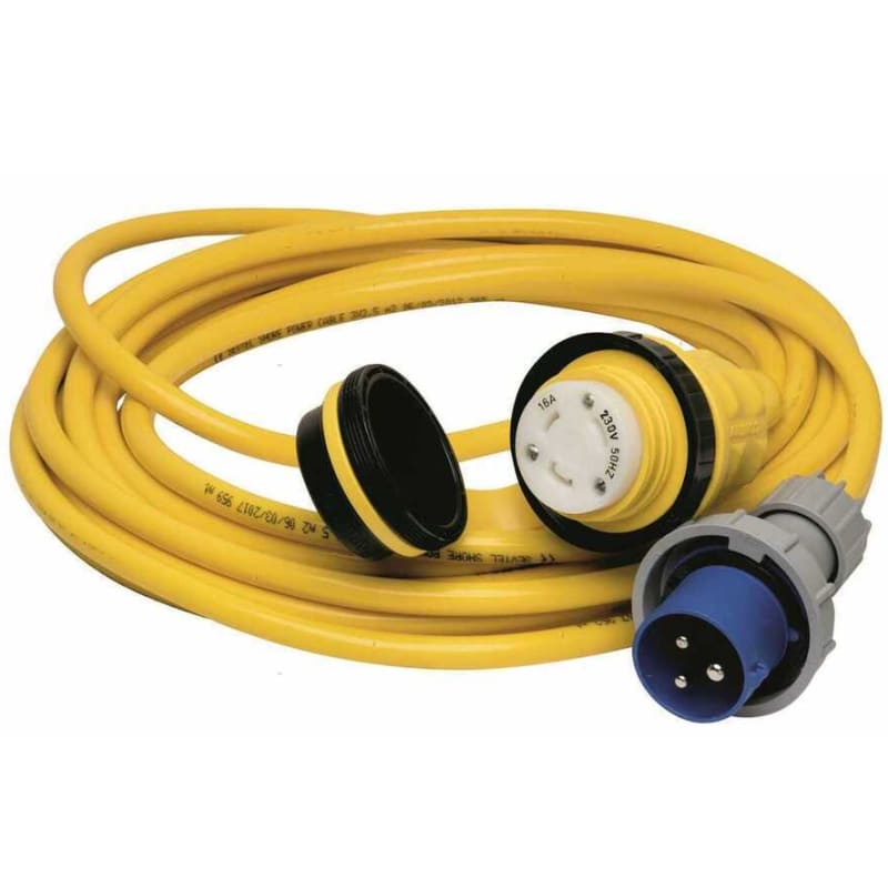 Shore power kabel 32A, 25 m (Gewiss 32A utikač + Marinco 32A utičnica, Sevtel 3×4 mm²) Shore Power — priključak na obalu (230V)