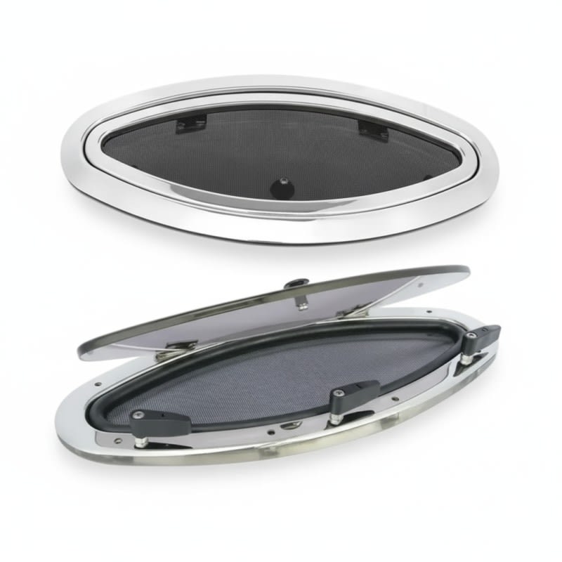 Bočni prozor ovalni 460 x 205 mm, otvor ugradnje 414 x 156 mm, Inox AISI 316 Bočni prozori (portlights)