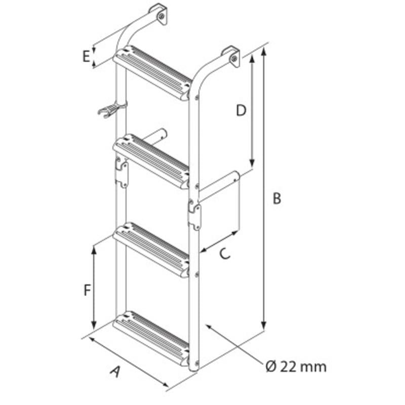 Ljestve preklopne, Inox316, 90º 1+2 gazišta Brodske ljestve