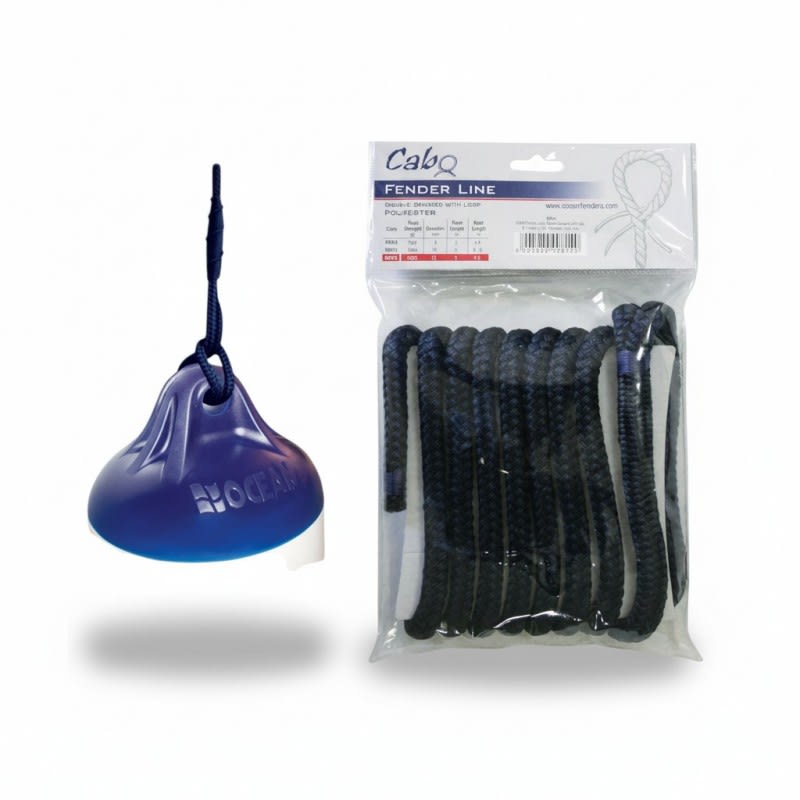 CABO Uže za bokobrane s upletenom omčom, 8mm, L2m, modri Konopi za bokobrane