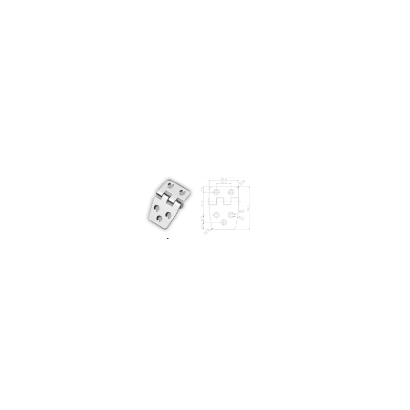 Šarka okrenuta (lijeva) 59,5x40mm, inox 316 Inox šarke