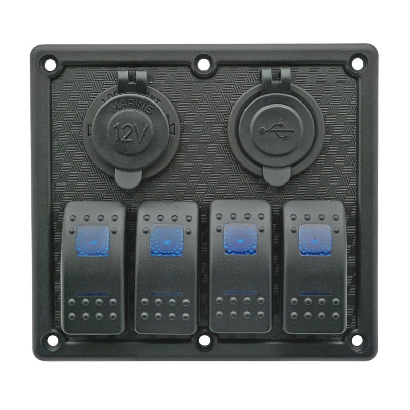 LED vodootporni panel s 4 prekidača, USB-om i 12 V utičnicom (12/24 V) Paneli