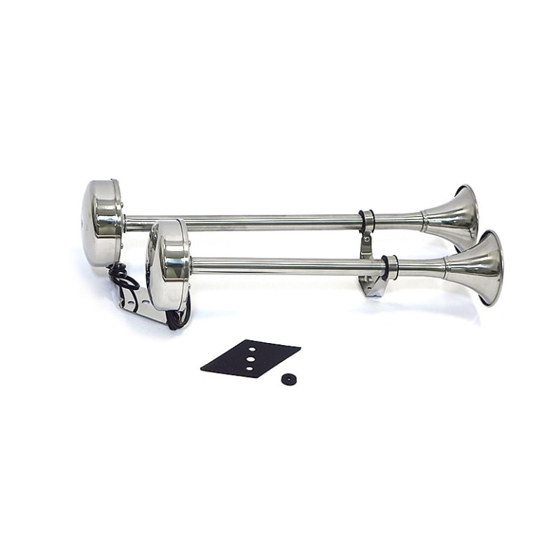 Električna inox dvoglasna truba/sirena 12V 4.5A, 115 dB, 450/390 mm Brodske sirene