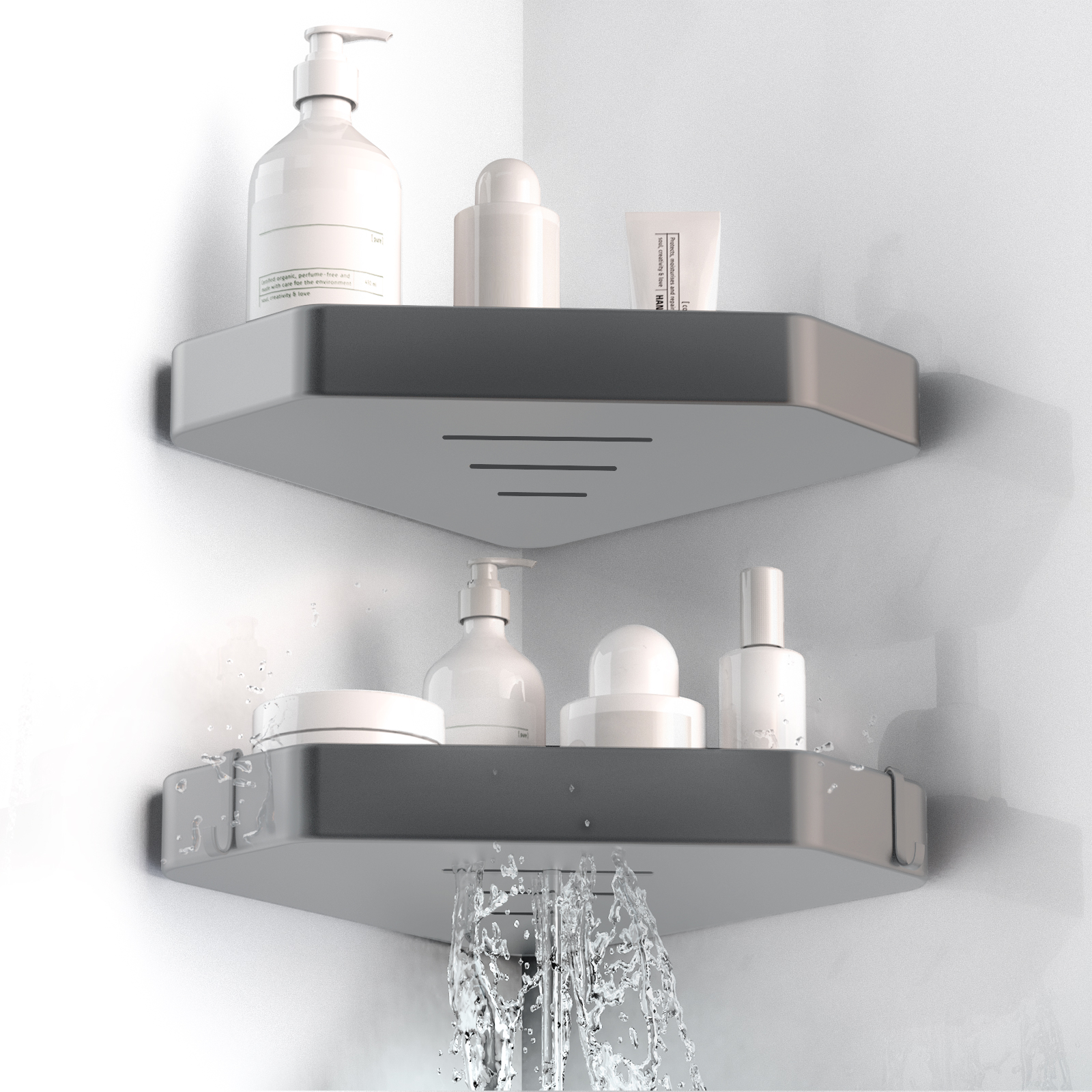 EasyStore™ 2-piece White Corner Shower Shelf Set