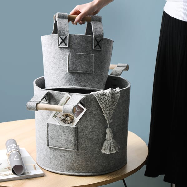 Felt Laundry Basket Storage Basket With Handles DIYOME