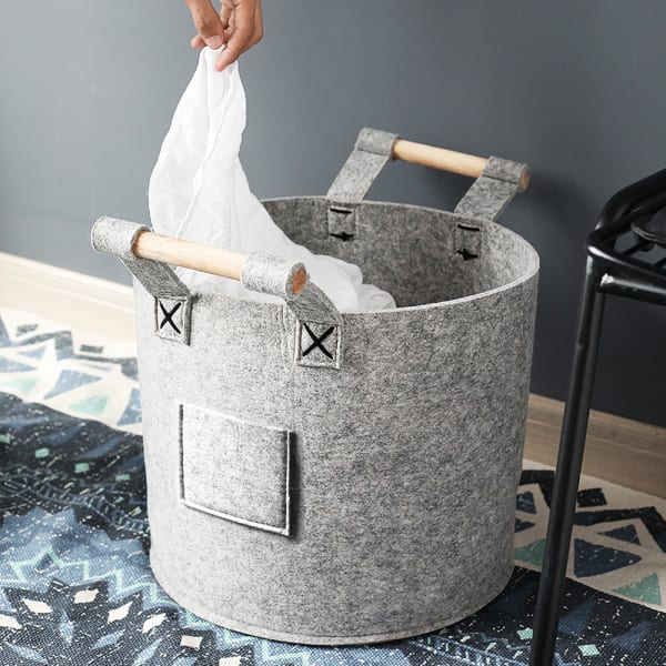 Felt Laundry Basket Storage Basket With Handles DIYOME