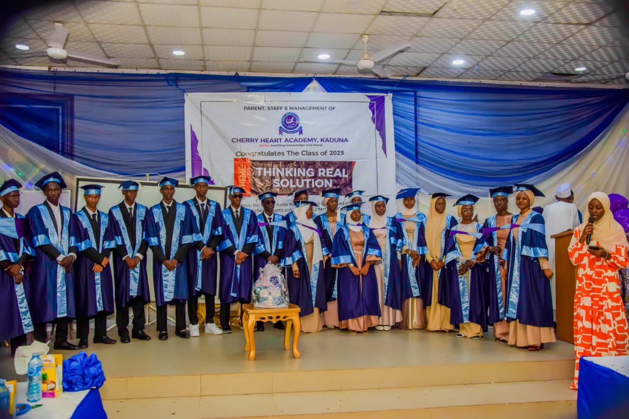 ✨🎓 Cherry Heart Academy Graduation 2025 🎓✨ What a proud and joyful day at Cherry Heart Academy, Kaduna! The Class of 2025 walked the stage with confidence, celebrating years of hard work, resilience, and achievement. Under the theme “Thinking Real Solution”, these bright minds are stepping into the future ready to make a difference. Congratulations to all the graduates—you’ve made your families, teachers, and community proud. Here’s to new beginnings and endless possibilities! 
