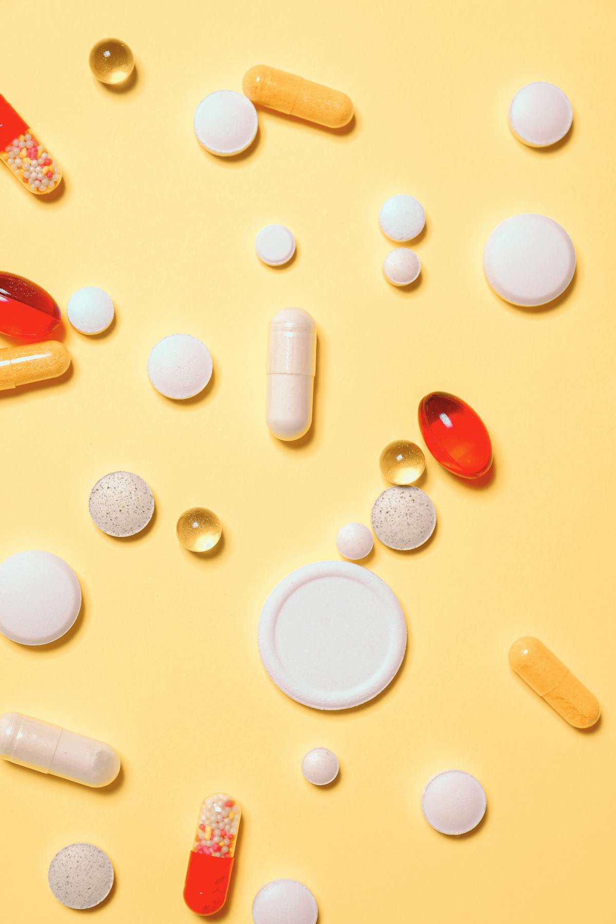 Red and white pain pills