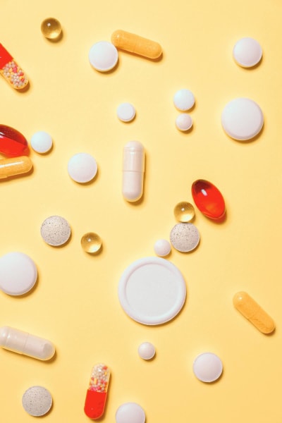 Red and white pain pills