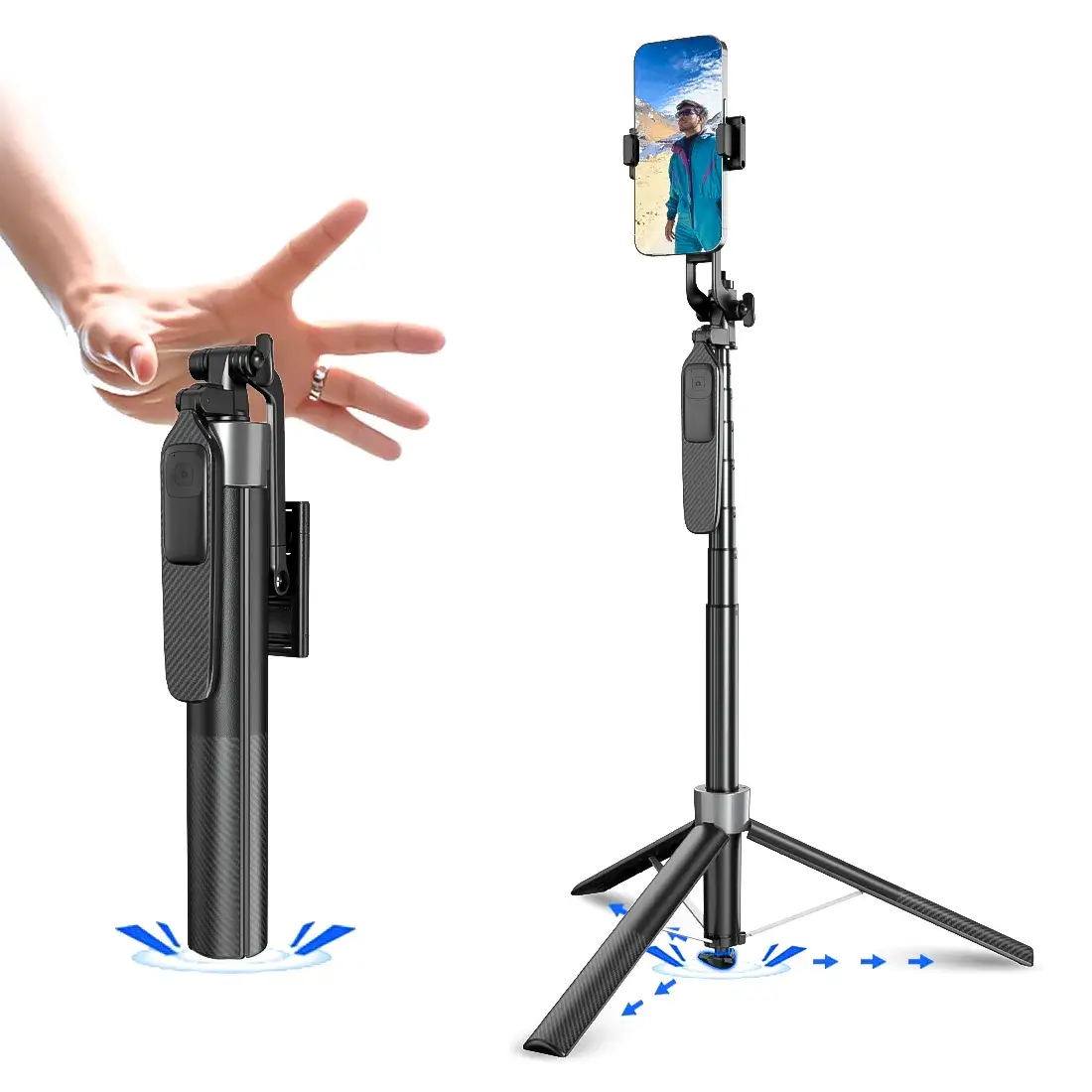ATSolutions 71-Inch Auto-Open Tripod Stand for Mobile with Bluetooth Remote