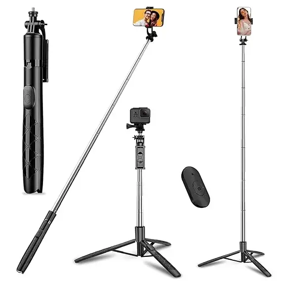 ATSolutions Stainless Steel Tripod Stand for Mobile — 61-Inch Selfie Stick with Bluetooth Remote