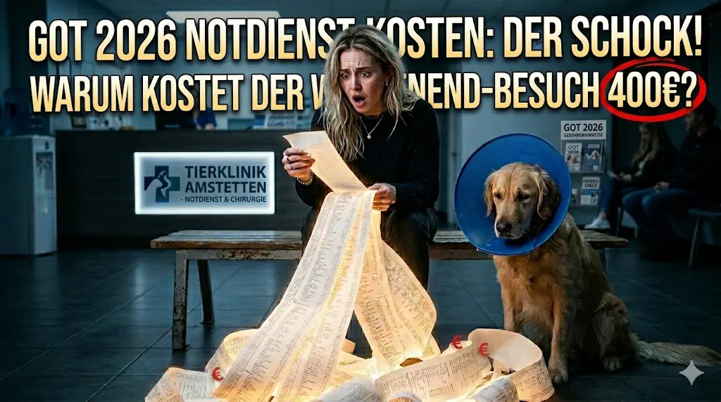GOT 2026 Notdienst: Warum Ihr harmloser Wochenend-Tierarztbesuch jetzt 400€ kostet — und wie Sie sich schützen