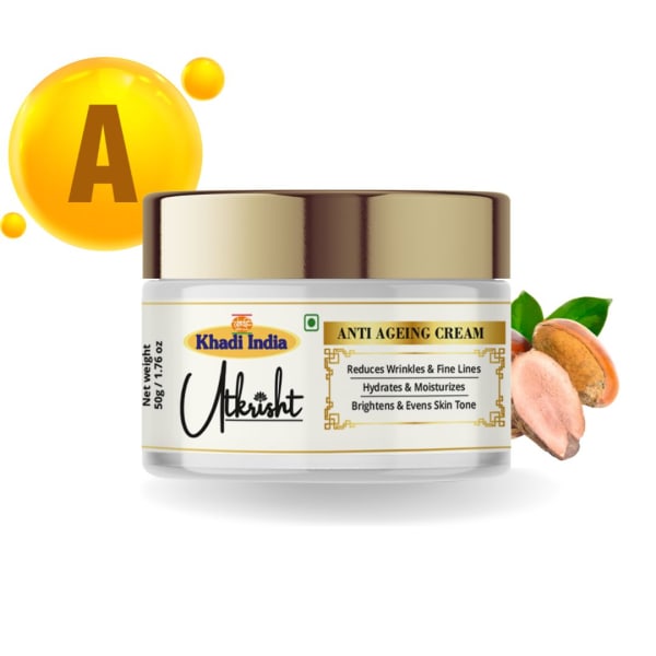 Utkrisht Khadi Anti-Ageing Face Cream for Wrinkle Reduction & Skin Firming | Hydrating & Nourishing Cream for Youthful, Radiant Skin | Anti-Wrinkle & Skin Repair Cream for Men & Women- 50GM