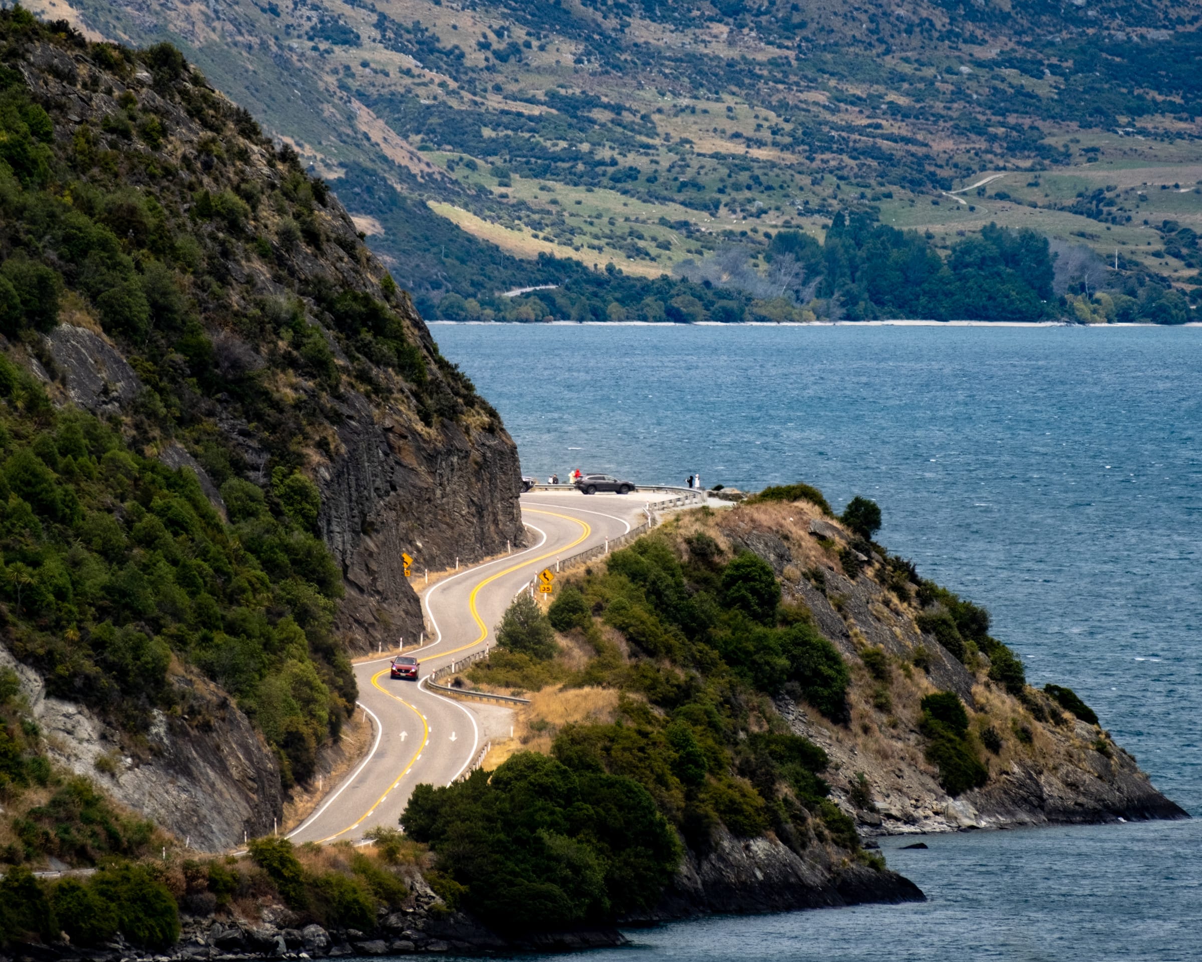 Known as the Devil's Staircase, the road that runs alongside Lake Wakitipu