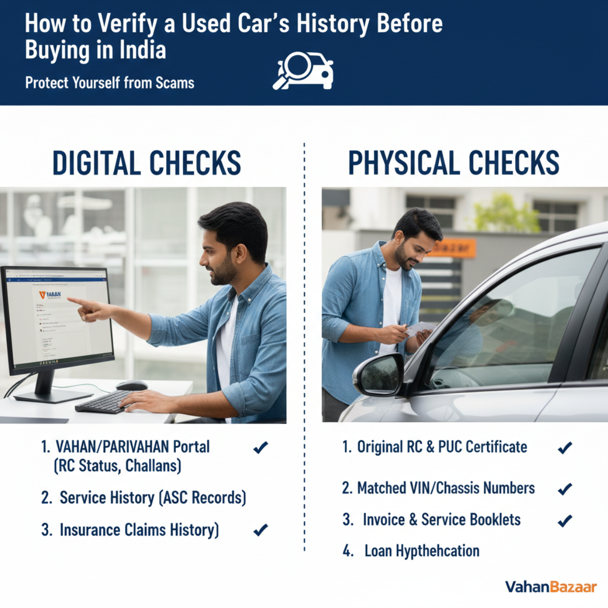 How to Verify a Used Car's History Before Buying | VahanBazaar