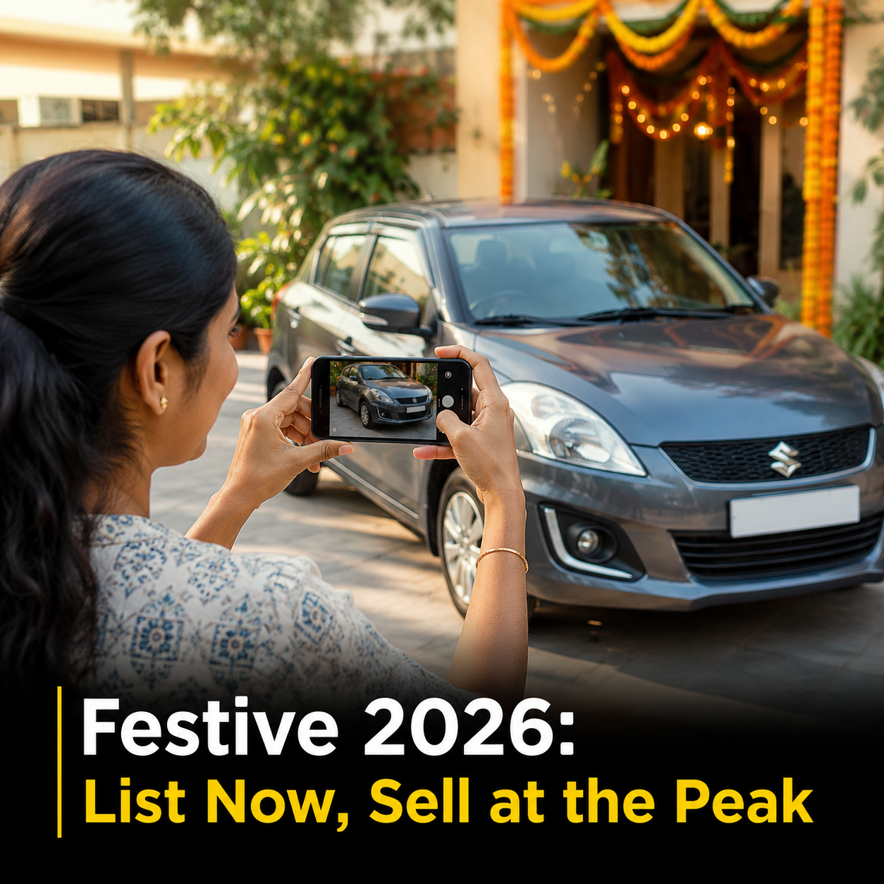 Used car prices in India peak between September and November around Dussehra and Diwali — sellers who list in late July get an 8-10 week head start on festive buyers