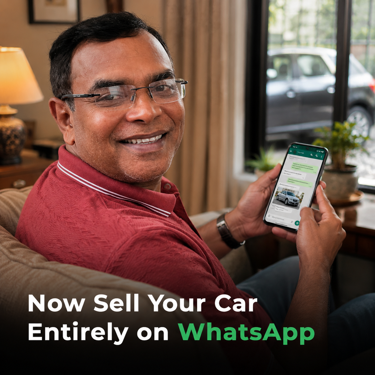 VahanBazaar now lets sellers list a car entirely inside WhatsApp — message +91 95009 94796, share the registration number and go live with a Rs. 49 verified listing