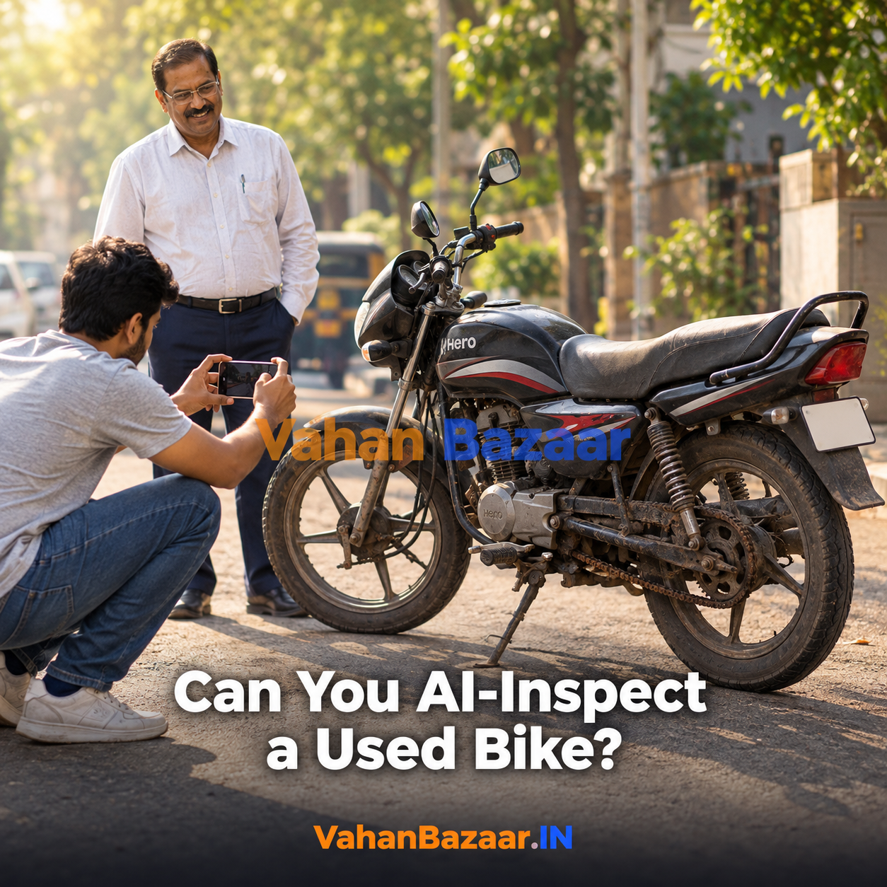 VahanBazaar explains why the AI Vahan Inspection is a car-only product and what a used two-wheeler buyer in India should check instead, starting with a Rs. 49 record check