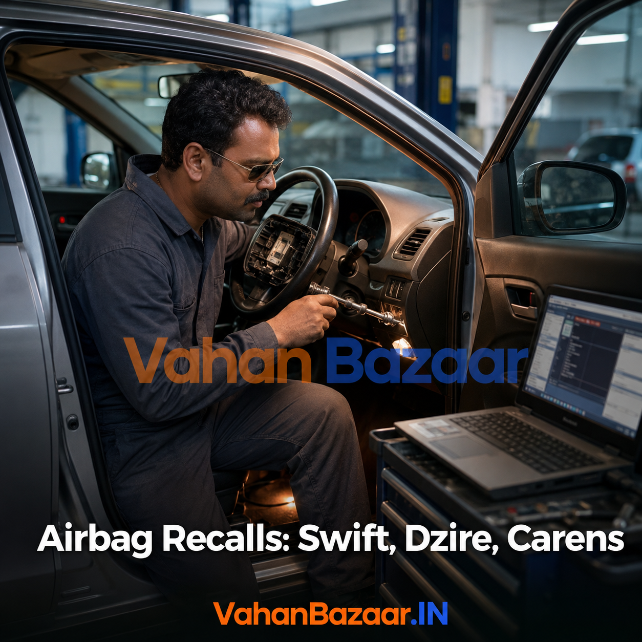 Fresh airbag-controller recalls cover the Swift, Dzire and Carens — a used-car buyer inherits any uncompleted recall, so confirm the car's identity and check the recall list before you pay
