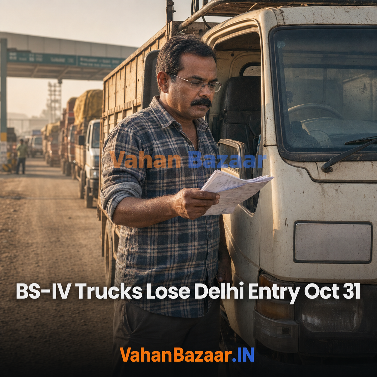 VahanBazaar explainer on the 31 October 2026 expiry of the BS-IV concession for commercial goods vehicles entering Delhi and what used truck and pickup buyers in India should check on the registration record