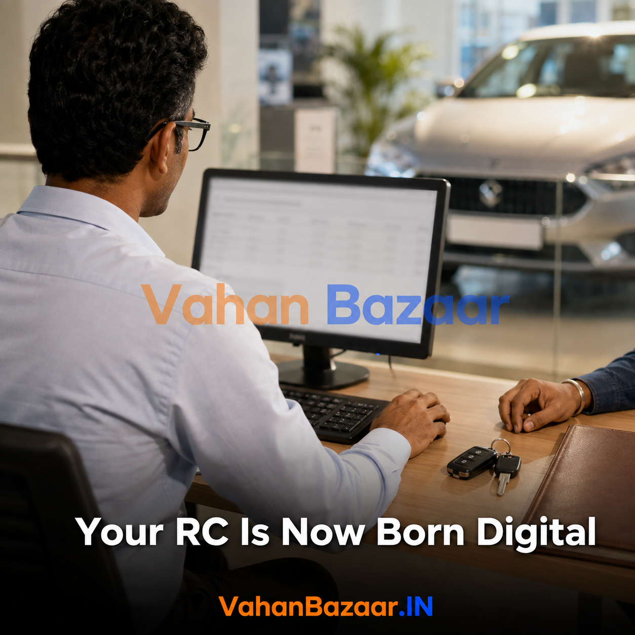 VahanBazaar explainer on Dealer Point Registration and digital vehicle registration in India, and why the physical RC card now proves less than the underlying VAHAN database record in a used car purchase