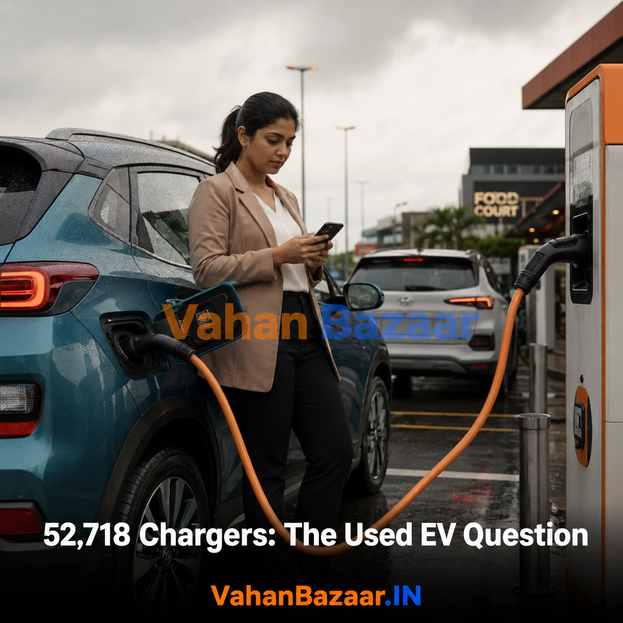 VahanBazaar analysis of India's 52,718 public EV charging stations against record electric car sales and what used EV buyers must verify before purchase