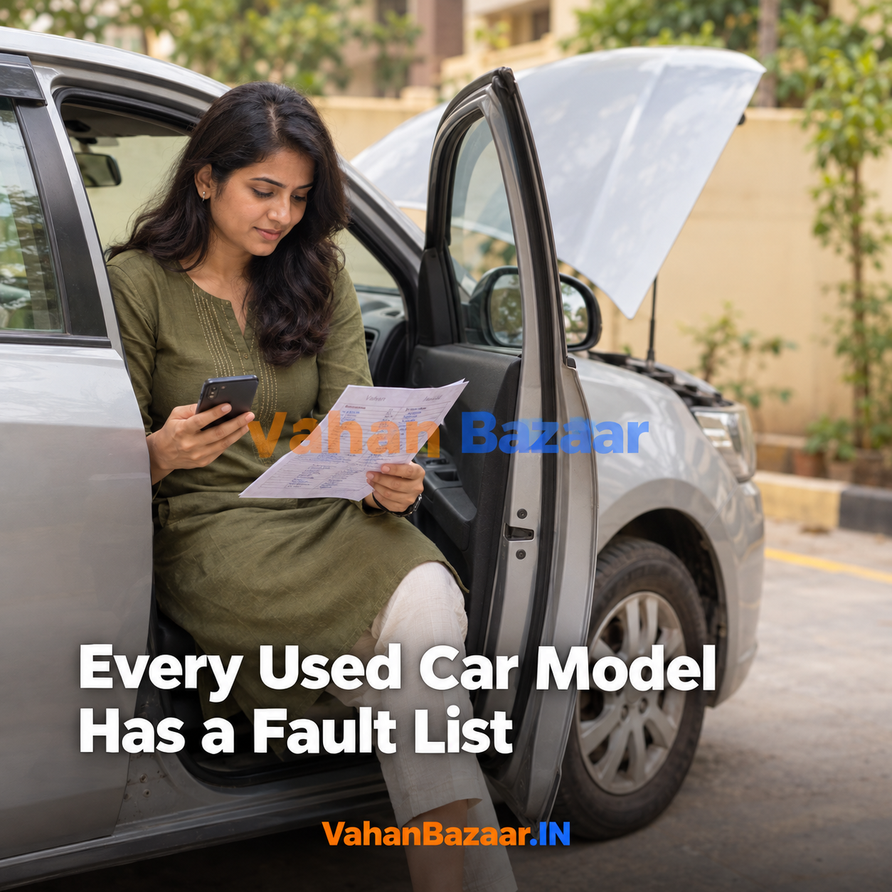 VahanBazaar explainer on model-specific known faults in used cars in India and how the Rs. 249 AI Vahan Inspection turns them into questions for the seller