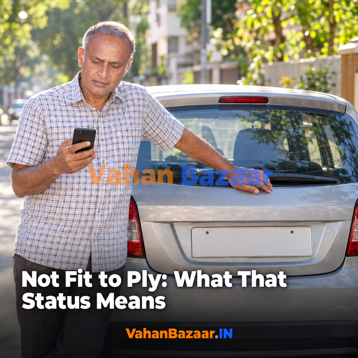 VahanBazaar explainer on the not fit to ply on road due to tax validity expired status in Indian vehicle records, and the difference between road tax validity, fitness certificate validity and RC validity