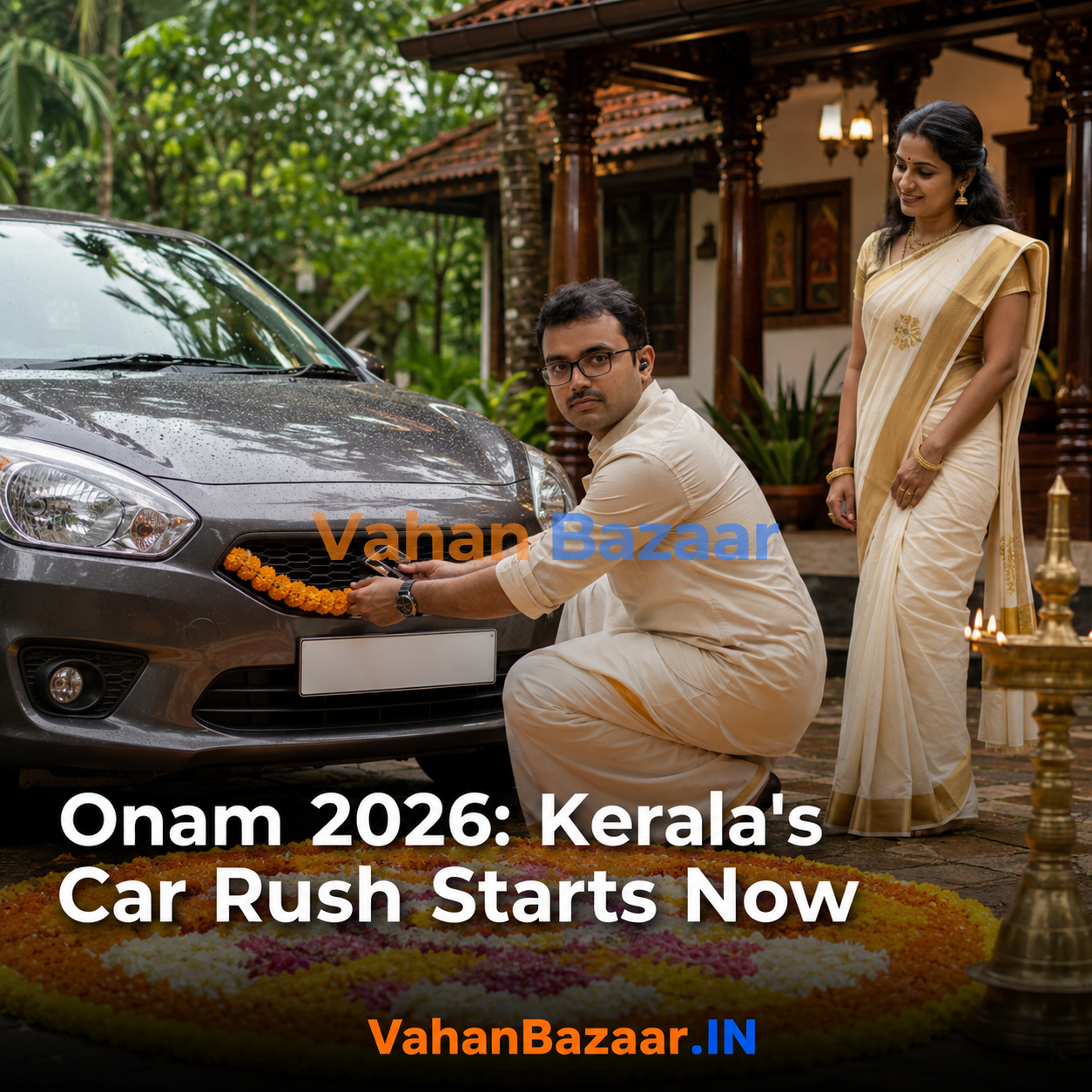 VahanBazaar analysis of Kerala's Onam 2026 used-car buying window and why sellers in Kochi and Thiruvananthapuram should list before Thiruvonam on 26 August