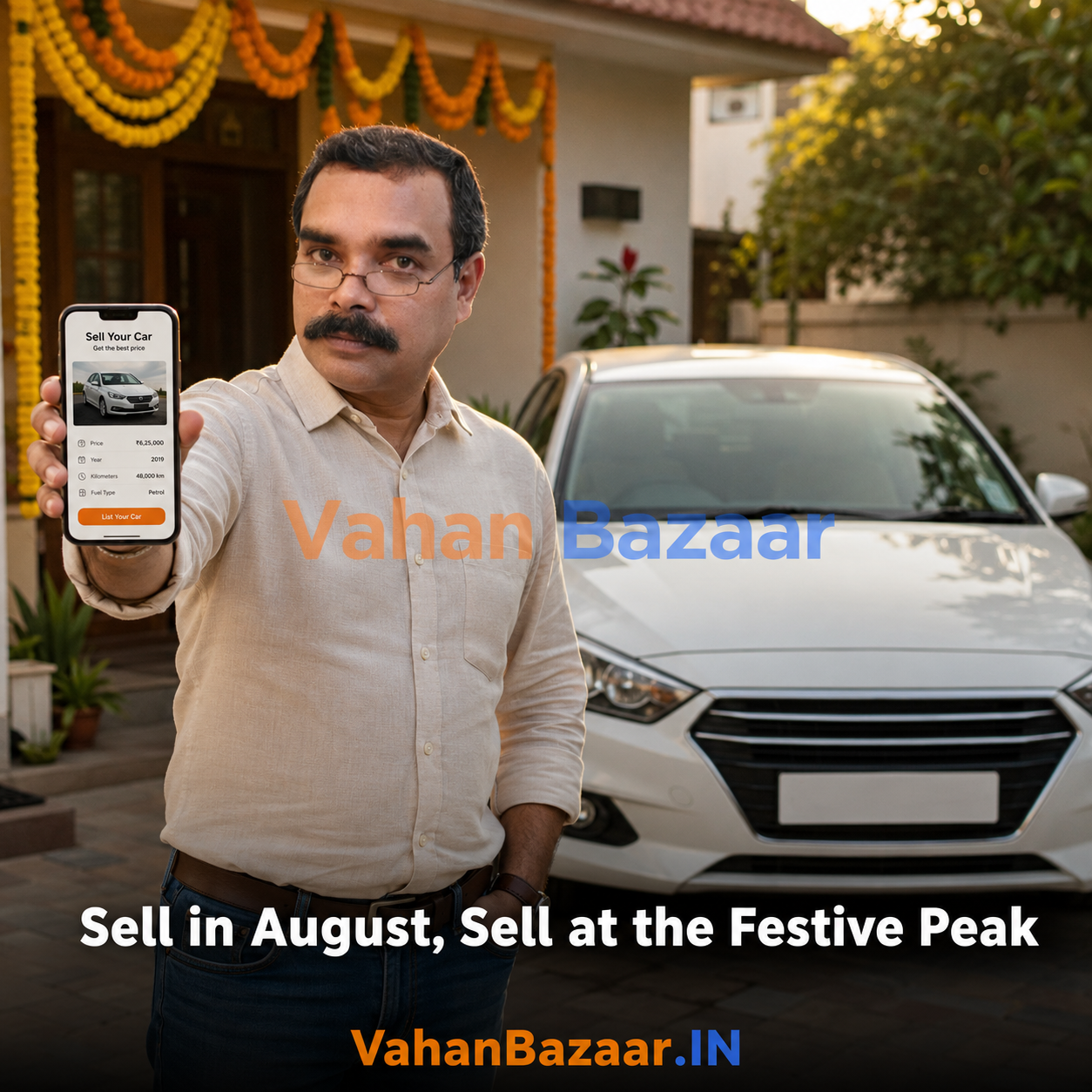 Used car prices in India peak between September and November — sellers who list a verified car in August meet the festive buyer surge with a ready listing