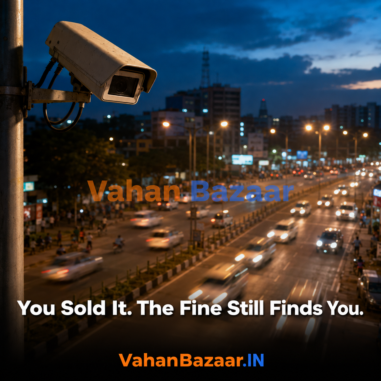 An overhead traffic camera above an Indian city road reading the number plate of a passing hatchback