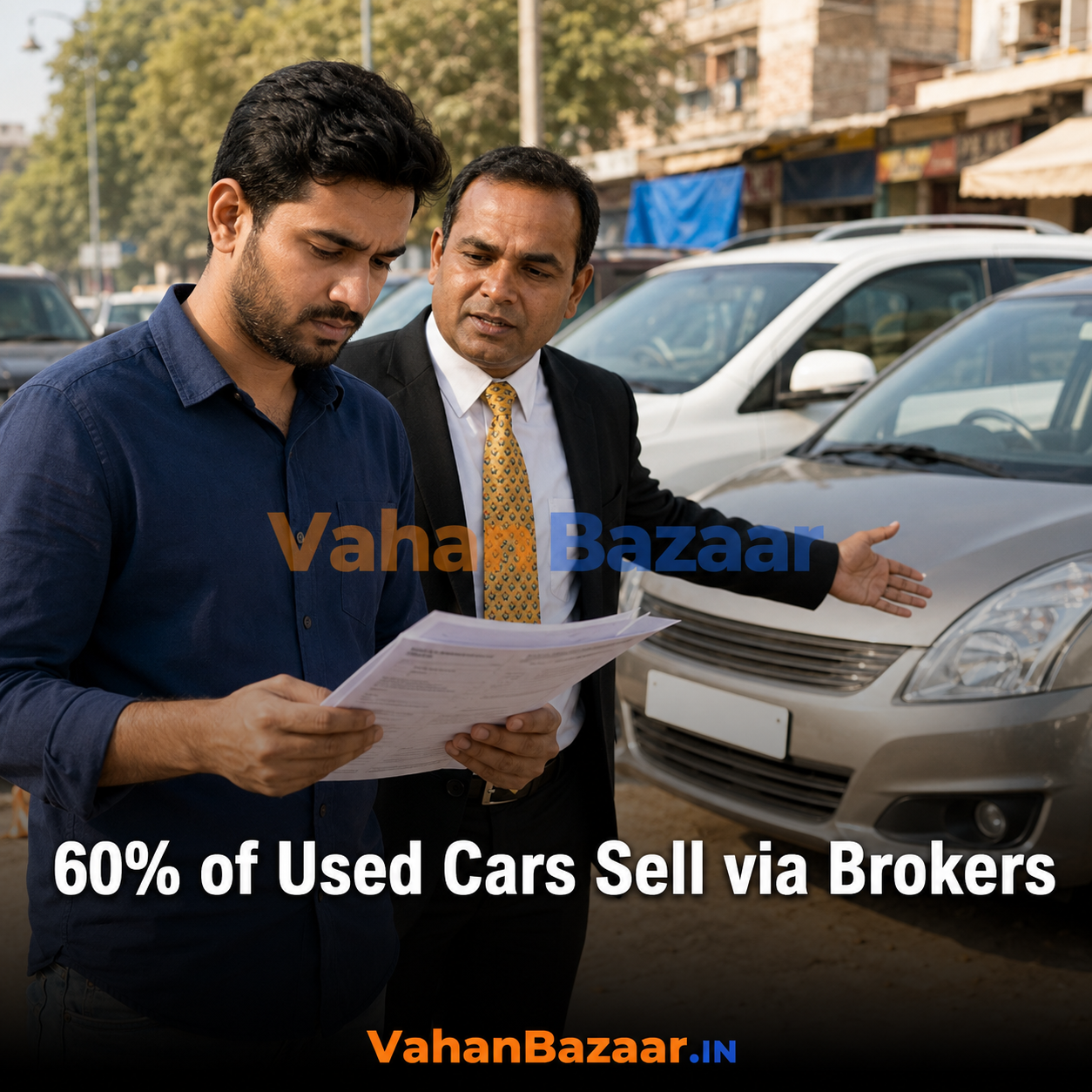Over 60% of India's used-car deals still run through unorganised brokers — the channel most exposed to fraud, and the five VAHAN checks that protect a buyer before paying