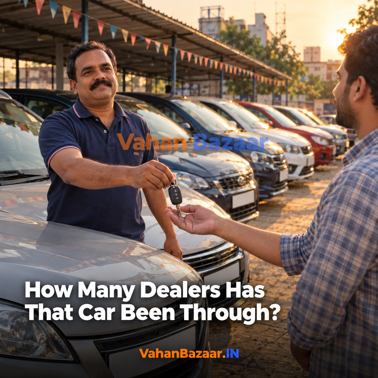 VahanBazaar explainer on MoRTH's draft Form 29CA, which would record every handover of a used vehicle between authorised dealers, and what a long dealer chain signals to a used car buyer in India